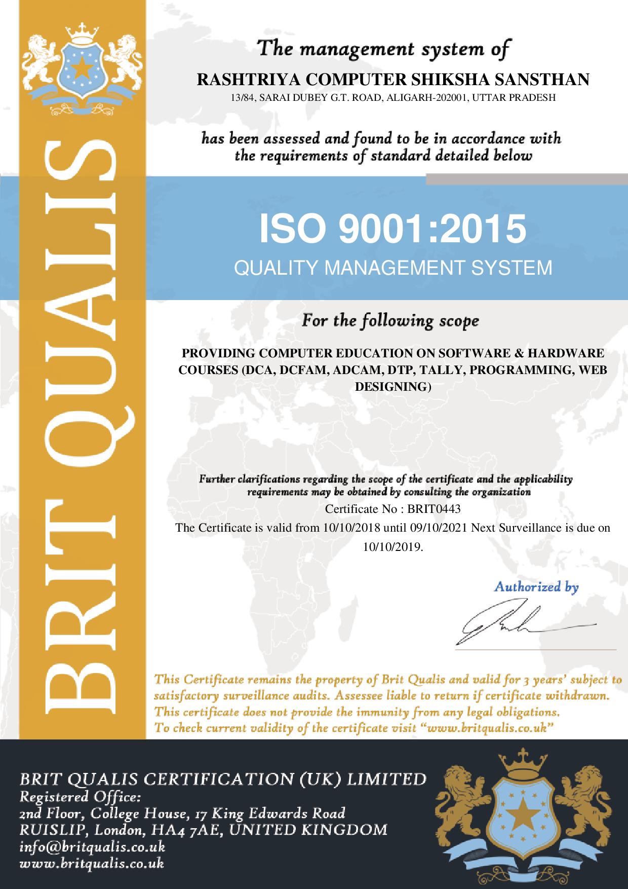 ISO Certificate